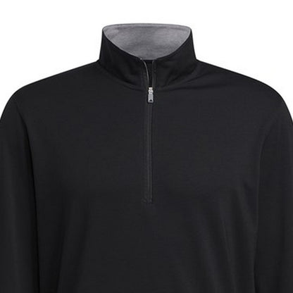 Black - Side - Adidas Mens Elevated Quarter Zip Sweatshirt