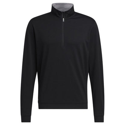 Black - Front - Adidas Mens Elevated Quarter Zip Sweatshirt