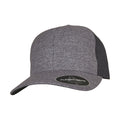 Blue-Charcoal Melange - Side - Yupoong Unisex Adult Flexfit Delta Trucker Cap