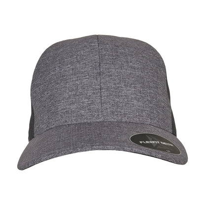 Blue-Charcoal Melange - Front - Yupoong Unisex Adult Flexfit Delta Trucker Cap