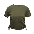 Olive - Front - TriDri Womens-Ladies Ruched Crop Top
