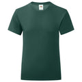 Forest Green - Front - Fruit of the Loom Girls Iconic T-Shirt