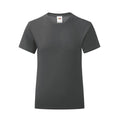 Dark Heather Grey - Front - Fruit of the Loom Girls Iconic T-Shirt