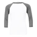White-Deep Heather - Front - Bella + Canvas Unisex Adult Triblend 3-4 Sleeve Baseball T-Shirt