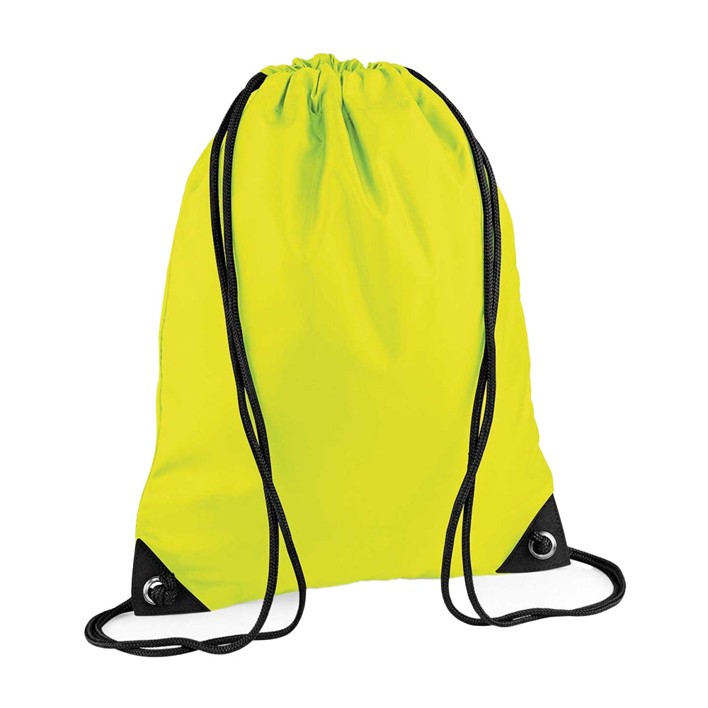 Fluorescent Yellow - Front - Bagbase Premium Drawstring Bag