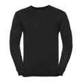 Black - Front - Russell Collection Mens Knitted V Neck Sweatshirt
