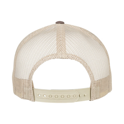 Brown-Khaki - Back - Flexfit Unisex Adult Two Tone 5 Panel Trucker Cap