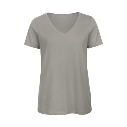 Light Grey - Front - B&C Womens-Ladies Inspire Organic Cotton V Neck T-Shirt