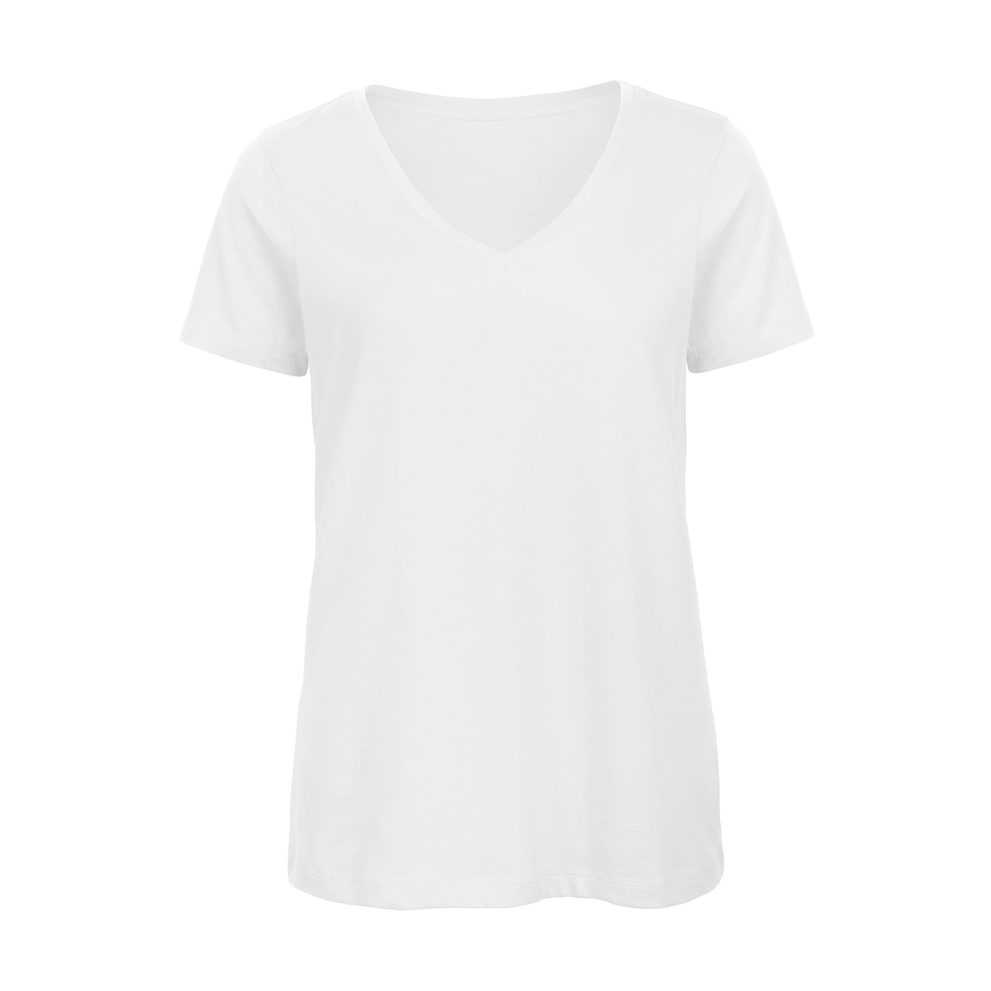 White - Front - B&C Womens-Ladies Inspire Organic Cotton V Neck T-Shirt