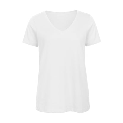 White - Front - B&C Womens-Ladies Inspire Organic Cotton V Neck T-Shirt