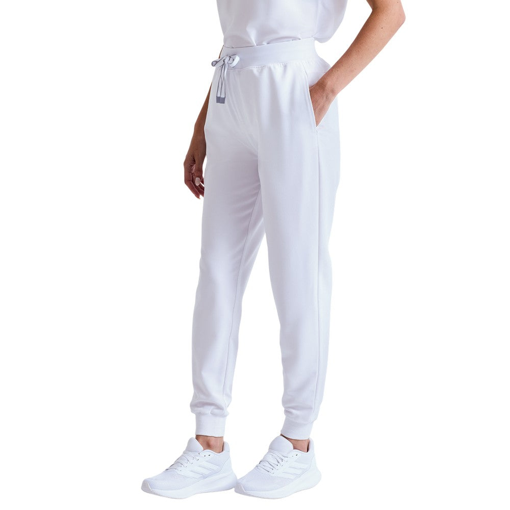Vital White - Back - Onna Womens-Ladies Energized Stretch Jogging Bottoms
