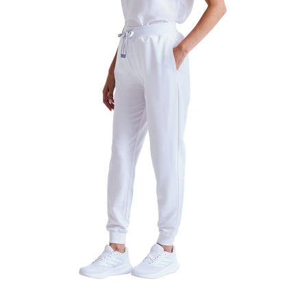 Vital White - Back - Onna Womens-Ladies Energized Stretch Jogging Bottoms