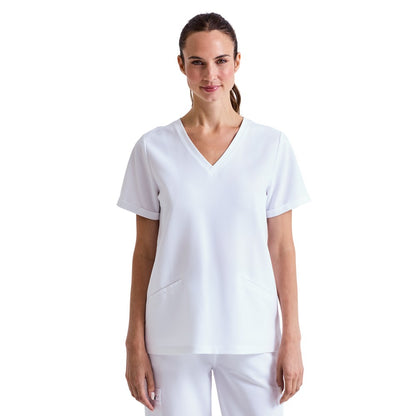 Vital White - Back - Onna Womens-Ladies Invincible Stretch Work Tunic