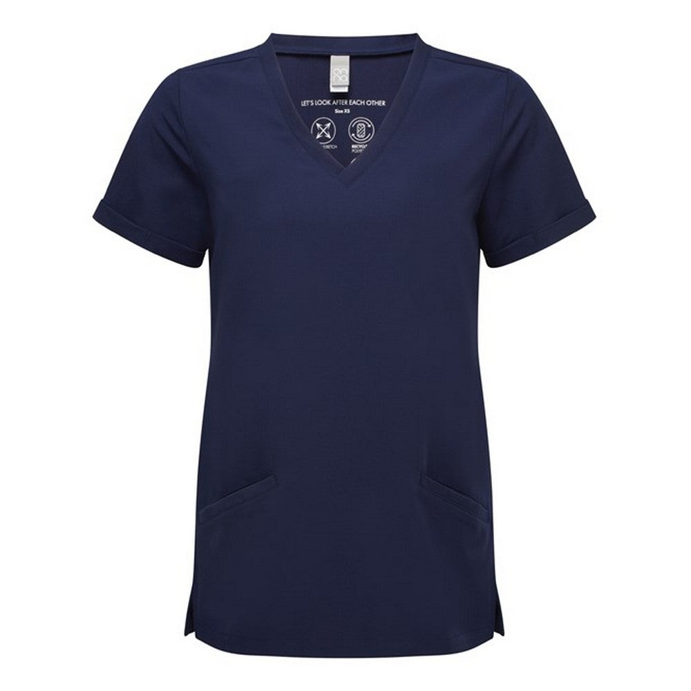 Navy - Front - Onna Womens-Ladies Invincible Stretch Work Tunic