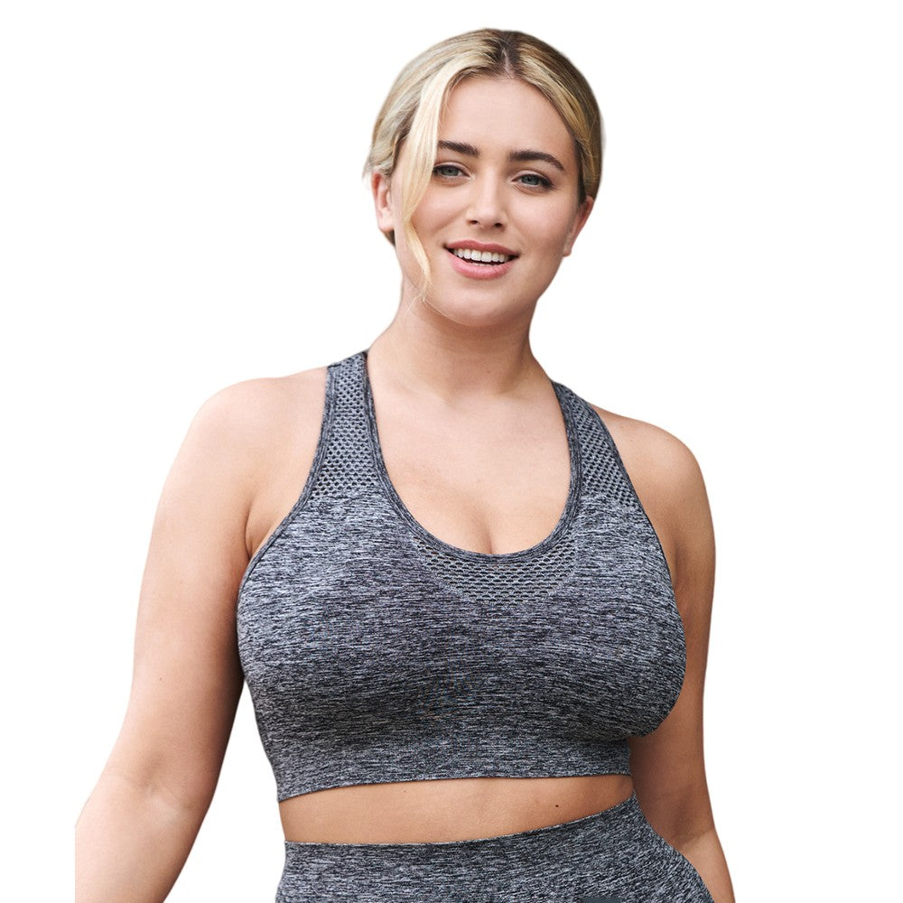 Dark Grey Marl - Side - Tombo Womens-Ladies Seamless Sports Bra