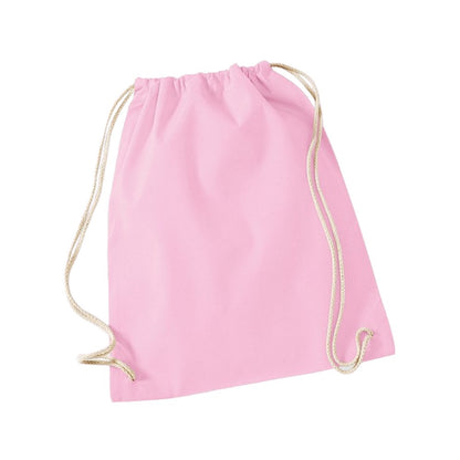 Classic Pink-White - Front - Westford Mill Cotton Drawstring Bag