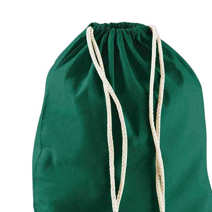Bottle Green - Back - Westford Mill Cotton Drawstring Bag