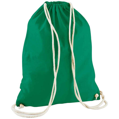 Kelly Green - Front - Westford Mill Cotton Drawstring Bag