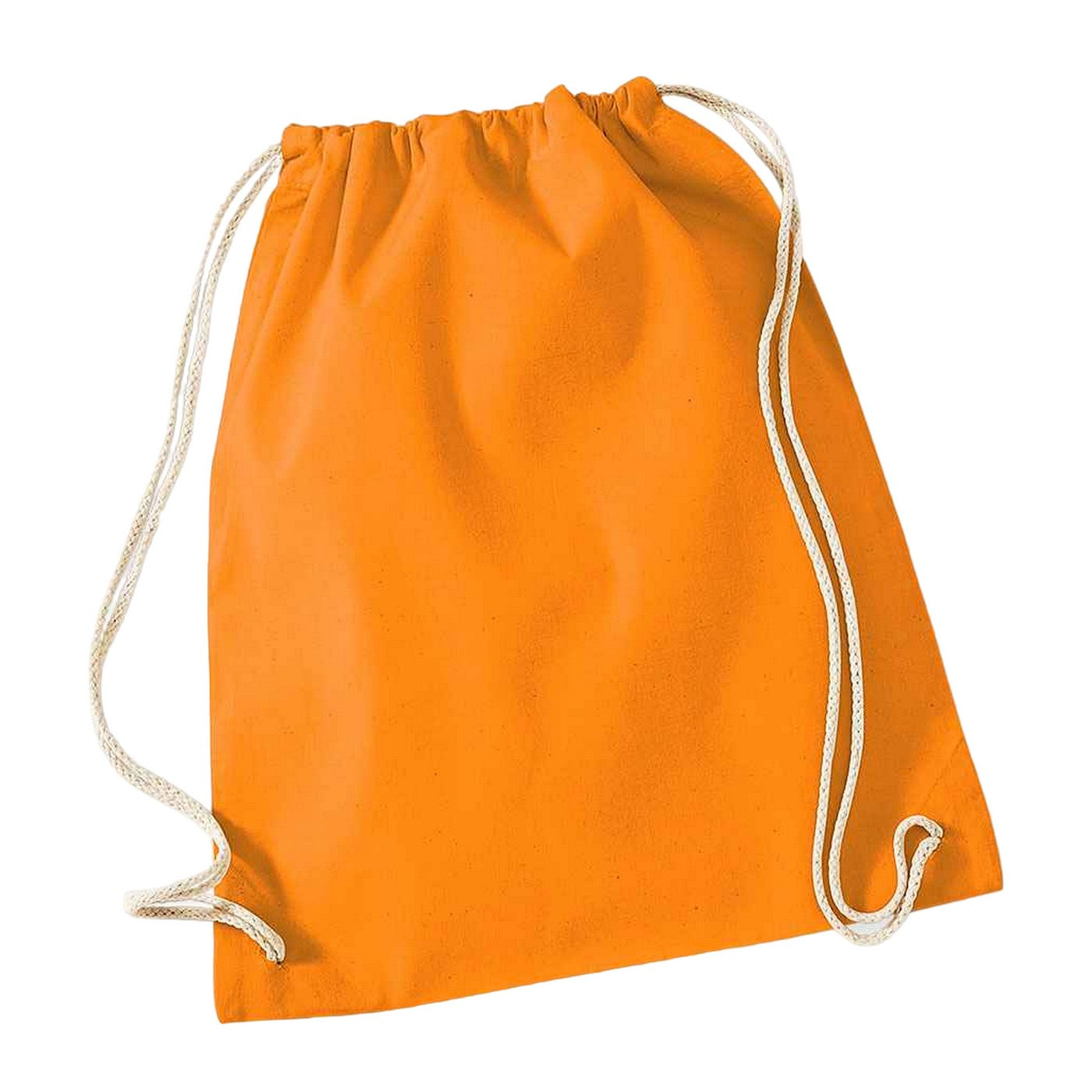 Orange - Front - Westford Mill Cotton Drawstring Bag