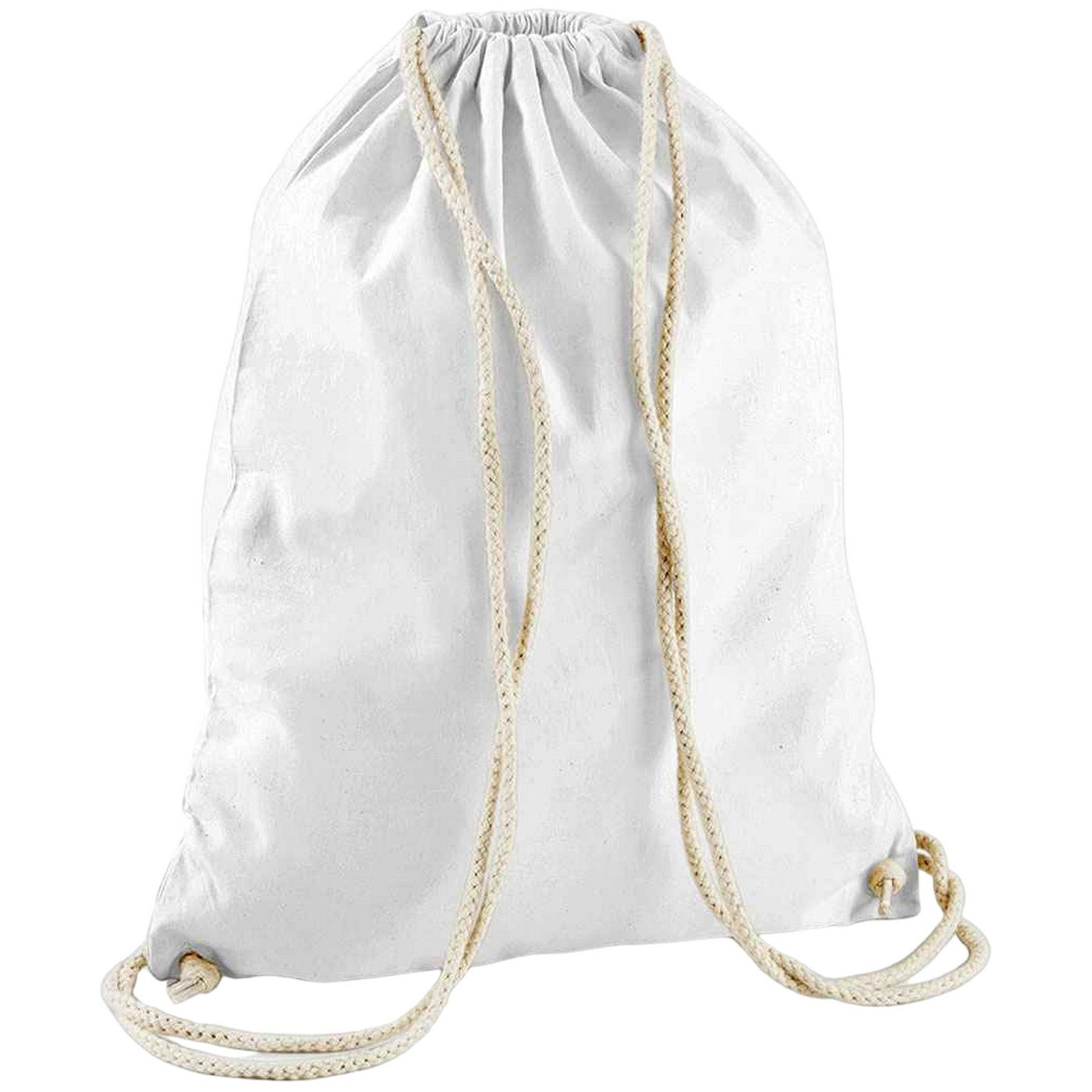 White - Front - Westford Mill Cotton Drawstring Bag