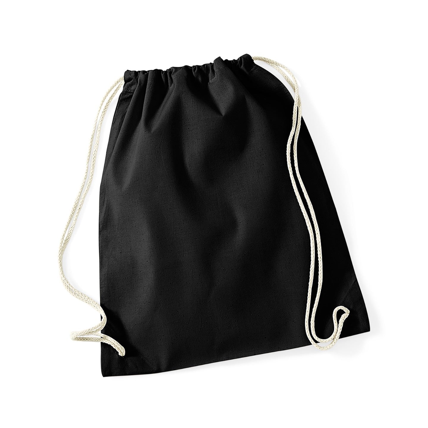 Black - Front - Westford Mill Cotton Drawstring Bag