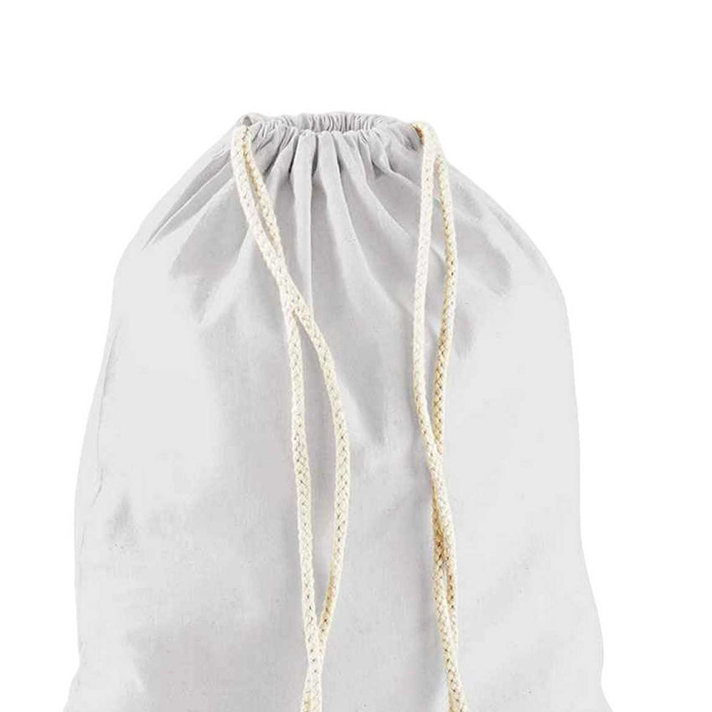 Light Grey - Back - Westford Mill Cotton Drawstring Bag