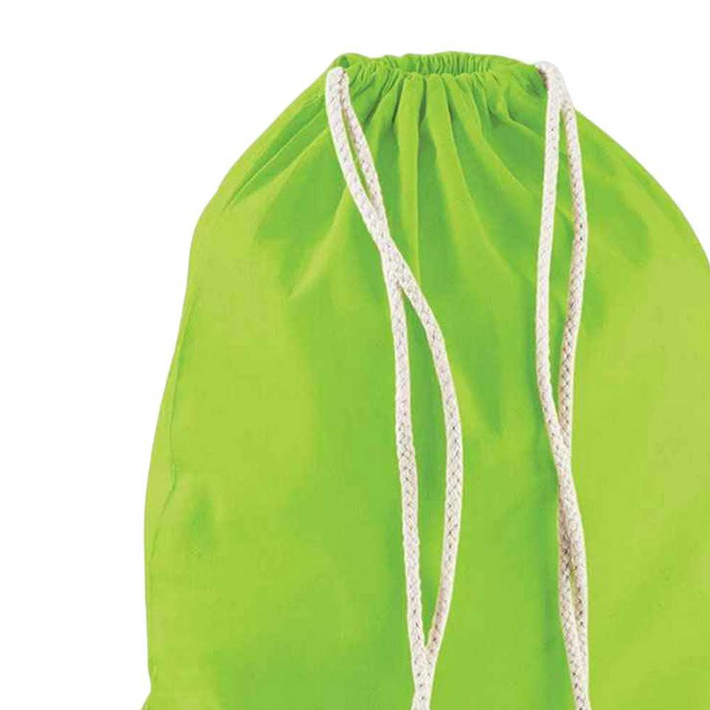 Lime Green - Back - Westford Mill Cotton Drawstring Bag