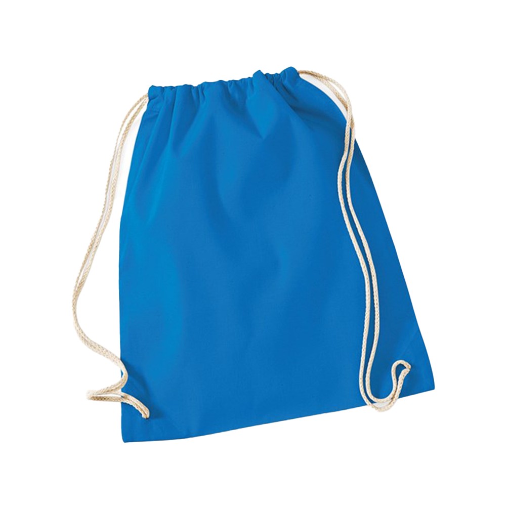 Sapphire Blue - Front - Westford Mill Cotton Drawstring Bag