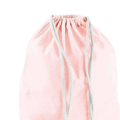 Pastel Pink-White - Back - Westford Mill Cotton Drawstring Bag