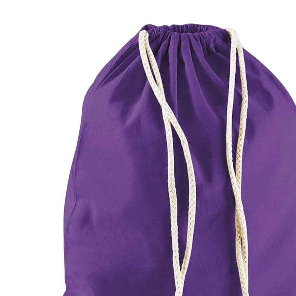 Purple - Back - Westford Mill Cotton Drawstring Bag
