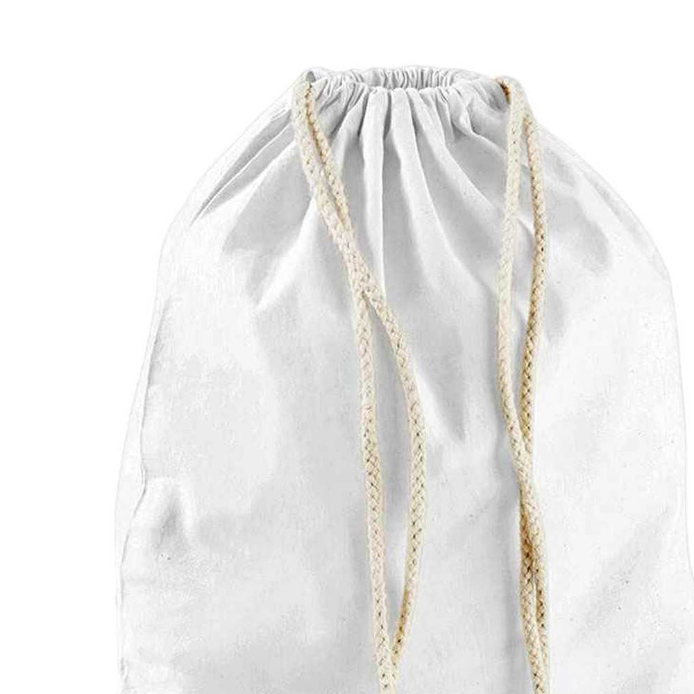 White - Back - Westford Mill Cotton Drawstring Bag
