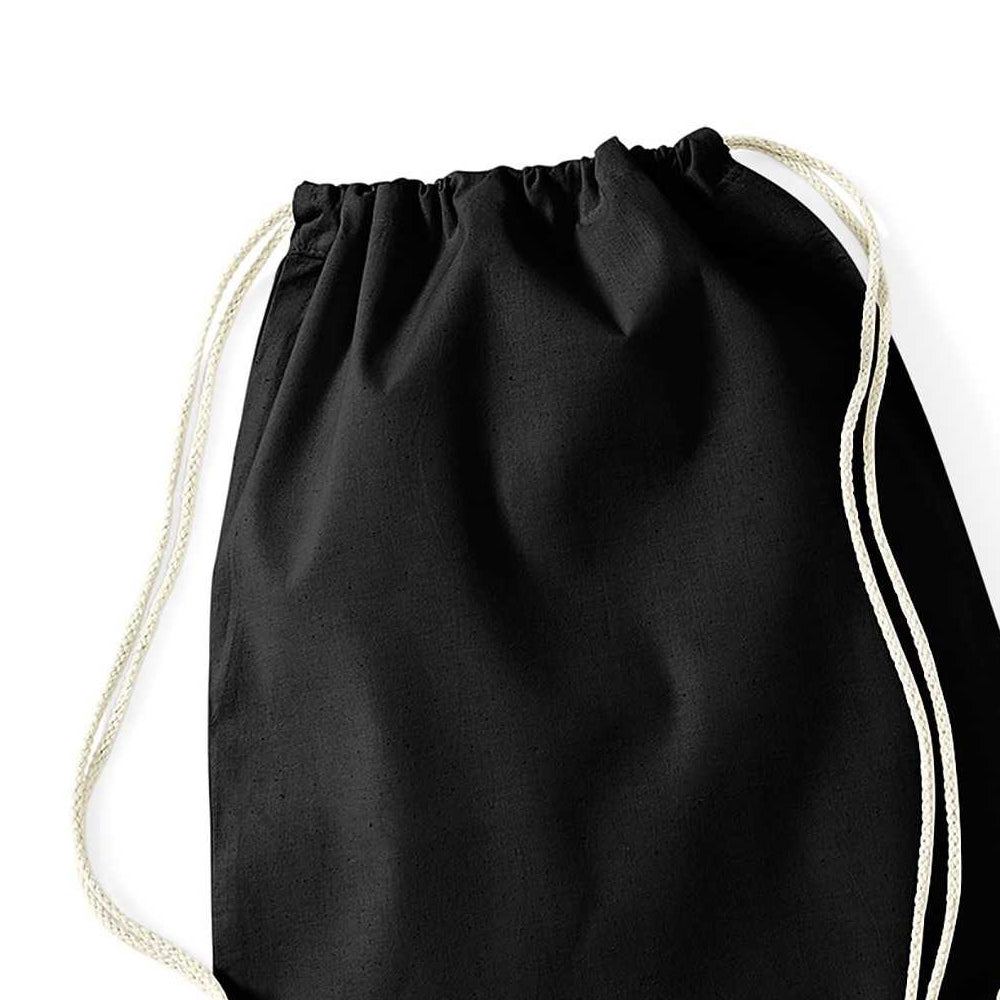 Black - Back - Westford Mill Cotton Drawstring Bag