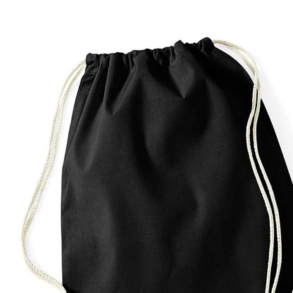 Black - Back - Westford Mill Cotton Drawstring Bag
