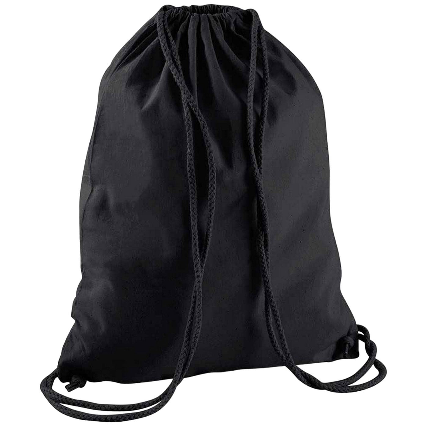 Black-Black - Front - Westford Mill Cotton Drawstring Bag