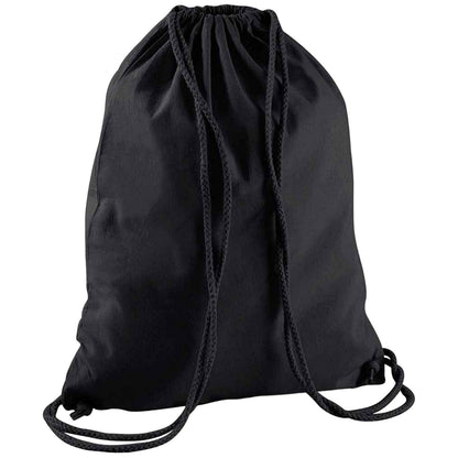 Black-Black - Front - Westford Mill Cotton Drawstring Bag