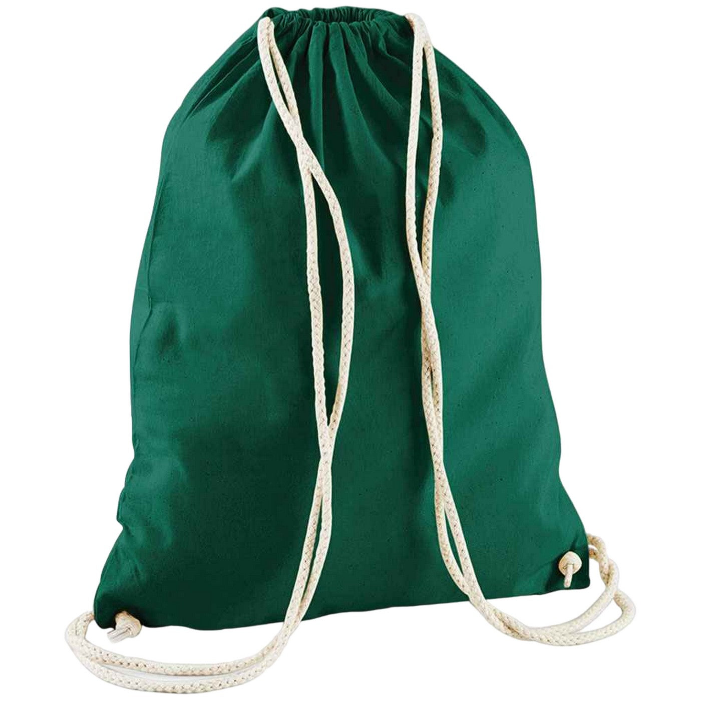 Bottle Green - Front - Westford Mill Cotton Drawstring Bag