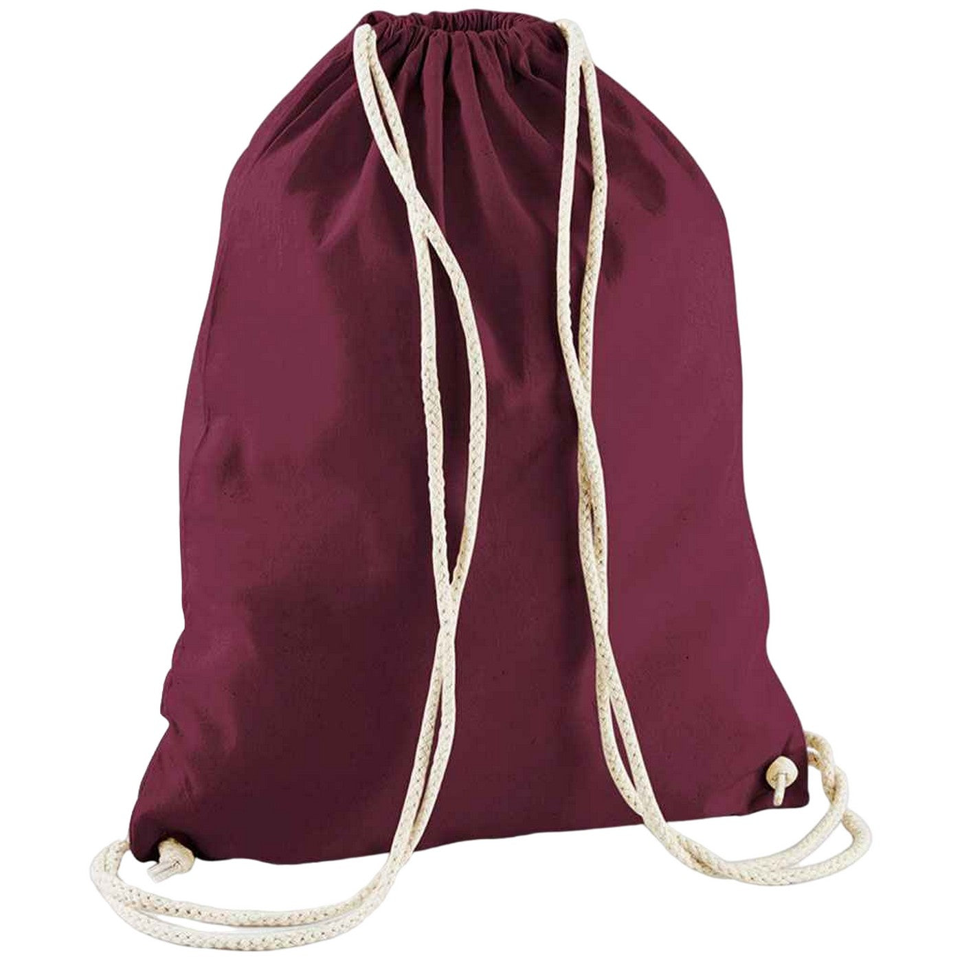 Burgundy - Front - Westford Mill Cotton Drawstring Bag