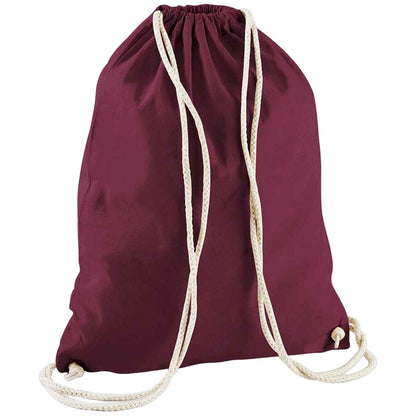 Burgundy - Front - Westford Mill Cotton Drawstring Bag