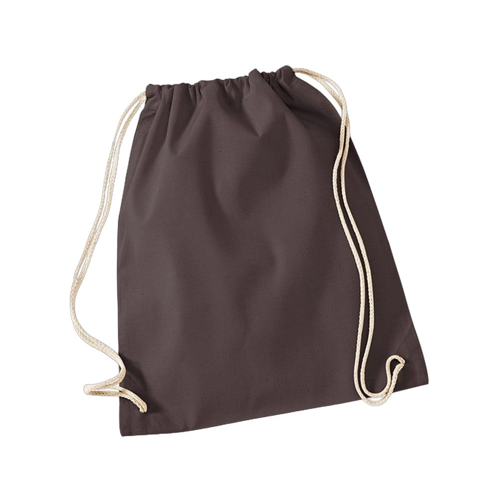 Chocolate - Front - Westford Mill Cotton Drawstring Bag