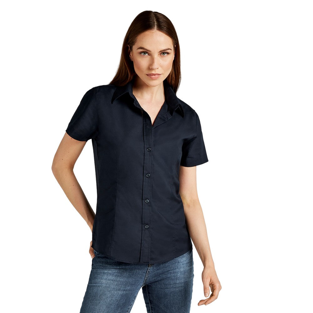 French Navy - Back - Kustom Kit Womens-Ladies Oxford Short-Sleeved Work Shirt