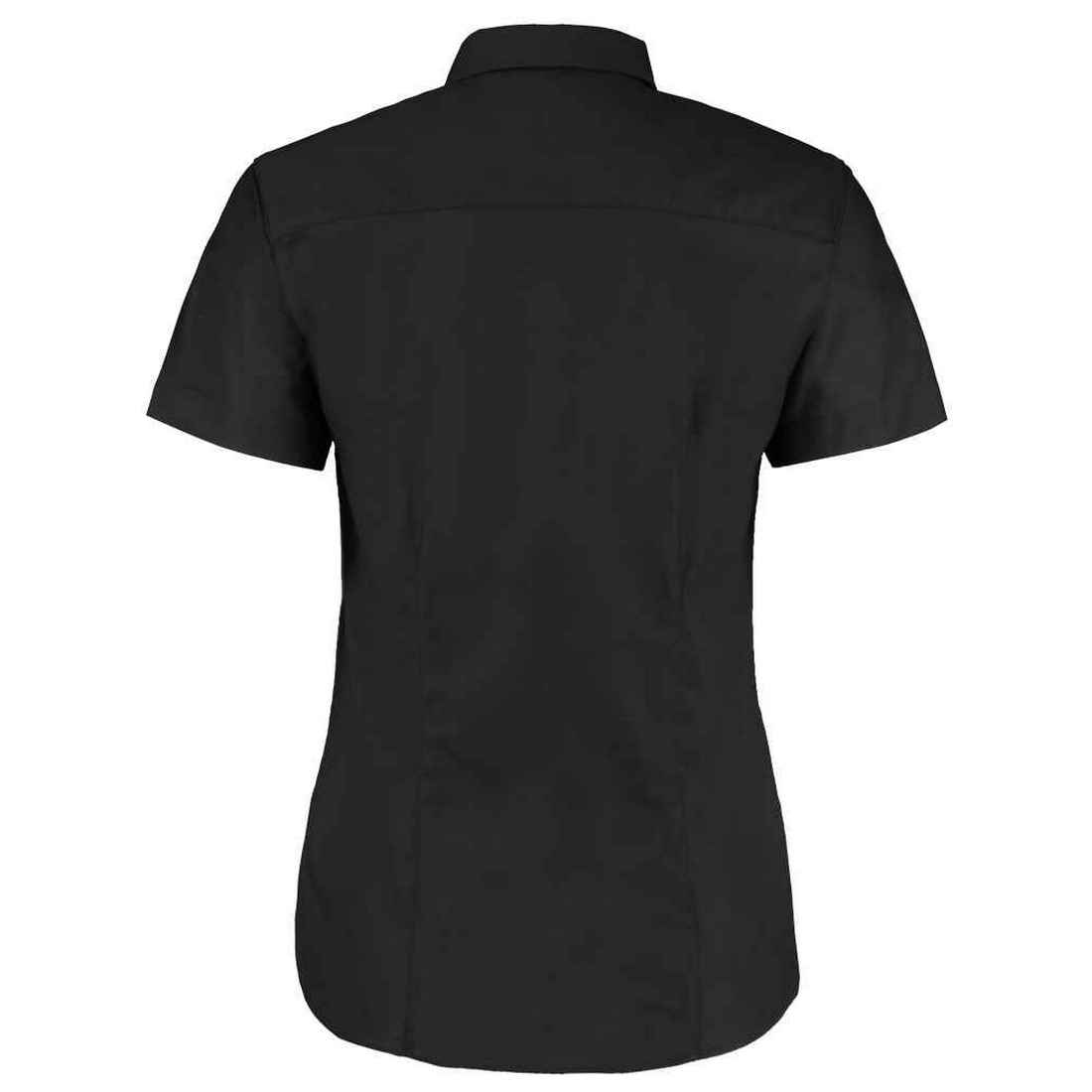 Black - Back - Kustom Kit Womens-Ladies Oxford Short-Sleeved Work Shirt