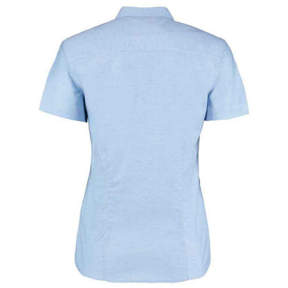 Light Blue - Back - Kustom Kit Womens-Ladies Oxford Short-Sleeved Work Shirt