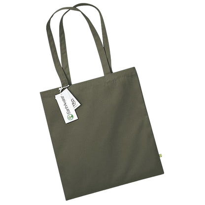 Olive Green - Front - Westford Mill EarthAware Organic Bag For Life Tote Bag