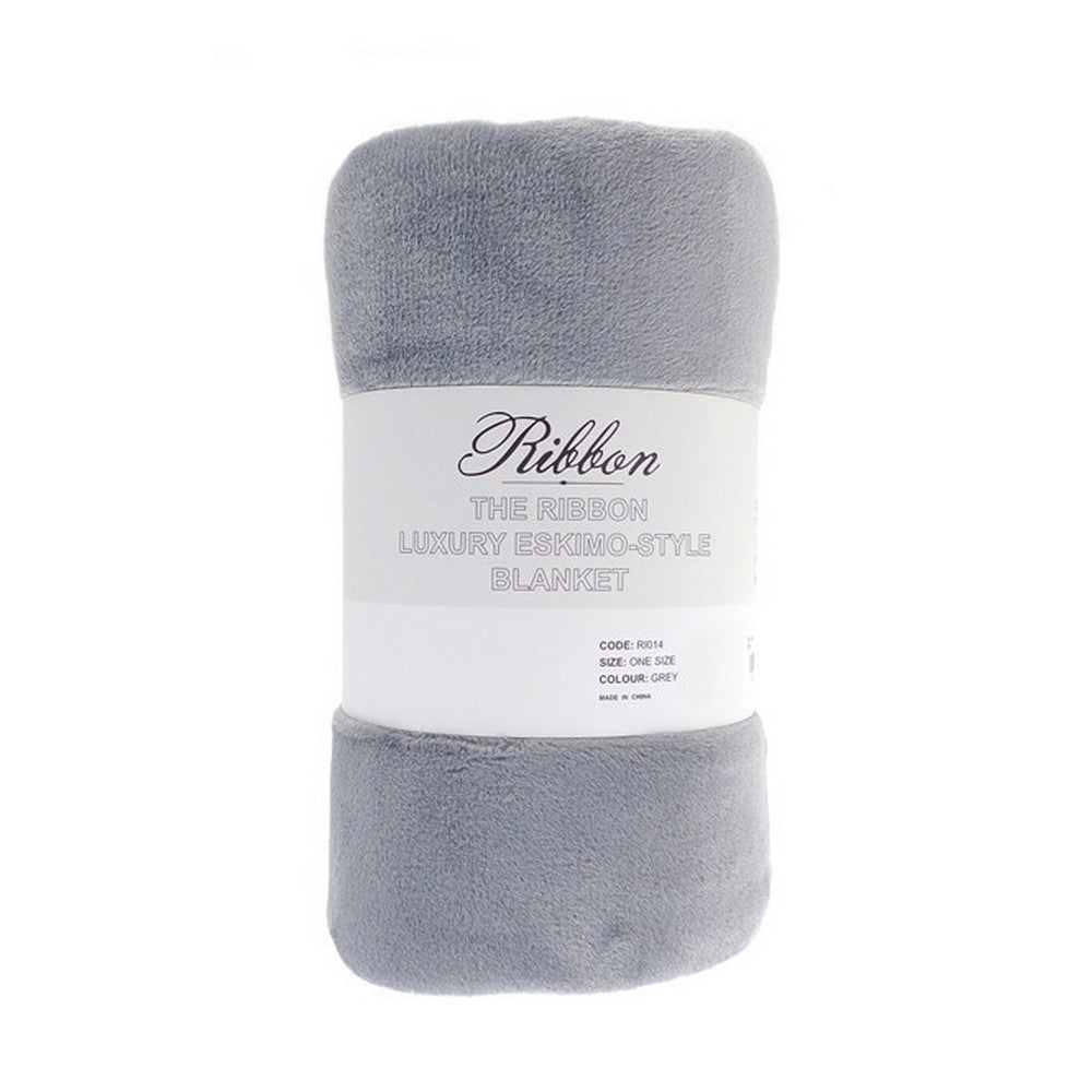 Grey - Front - Ribbon Eskimo Style Polyester Dog Blanket