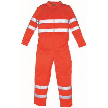 Orange - Front - Yoko Unisex Adult Polycotton Hi-Vis Overalls