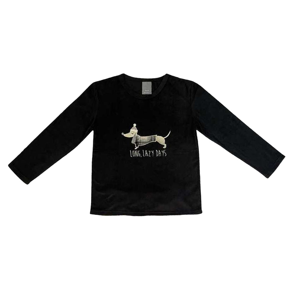 Black-Cream - Back - Home & Living Womens-Ladies Dachshund Long Pyjama Set
