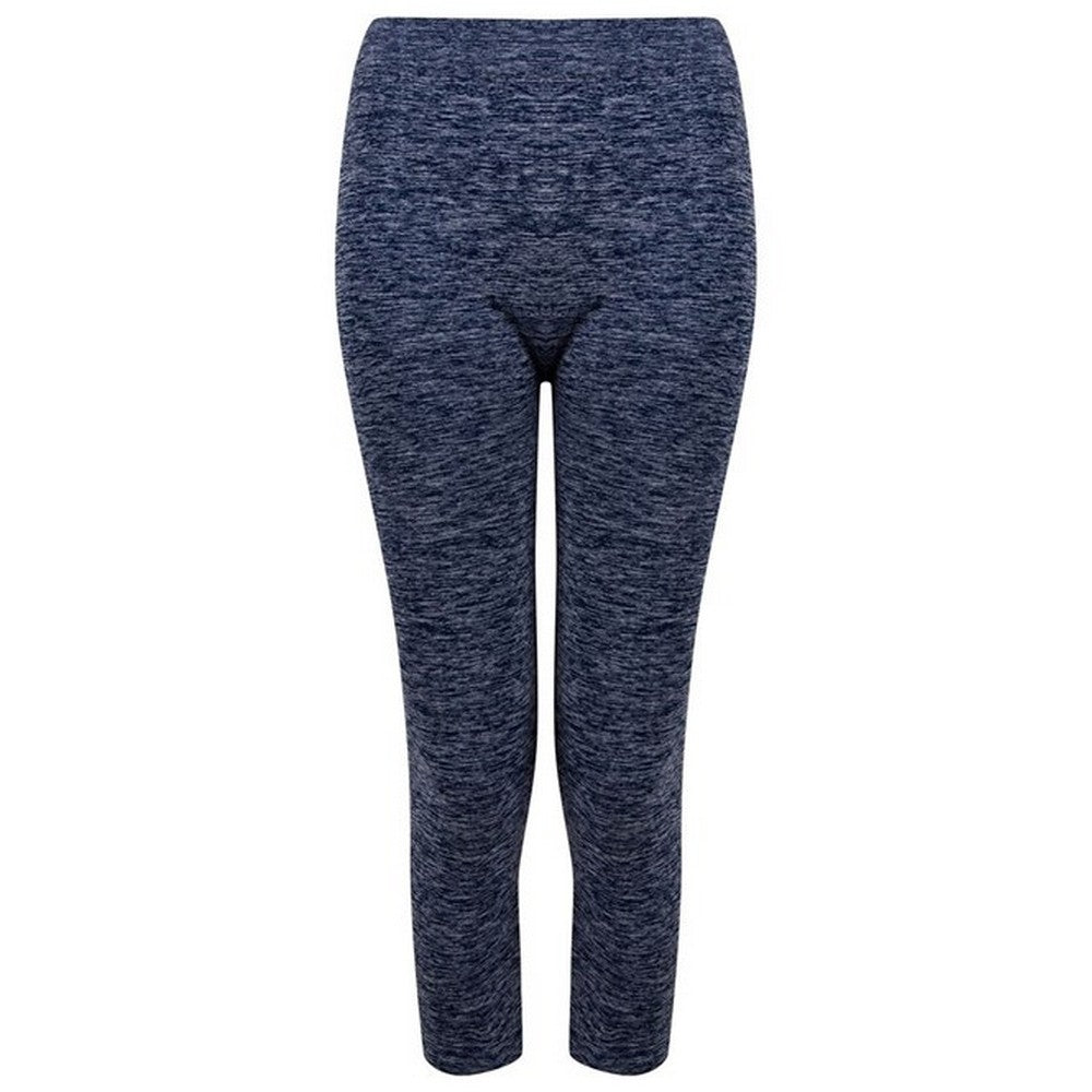 Navy Marl - Front - Tombo Womens-Ladies Seamless 3-4 Leggings