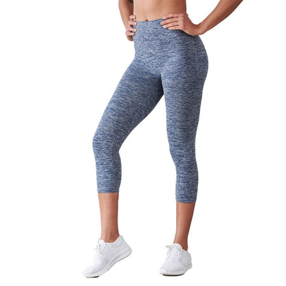 Navy Marl - Back - Tombo Womens-Ladies Seamless 3-4 Leggings