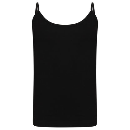Black - Front - SF Minni Girls Feel Good Stretch Spaghetti Strap Vest Top