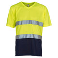Yellow-Navy - Front - Yoko Mens Hi-Vis Lightweight V Neck T-Shirt